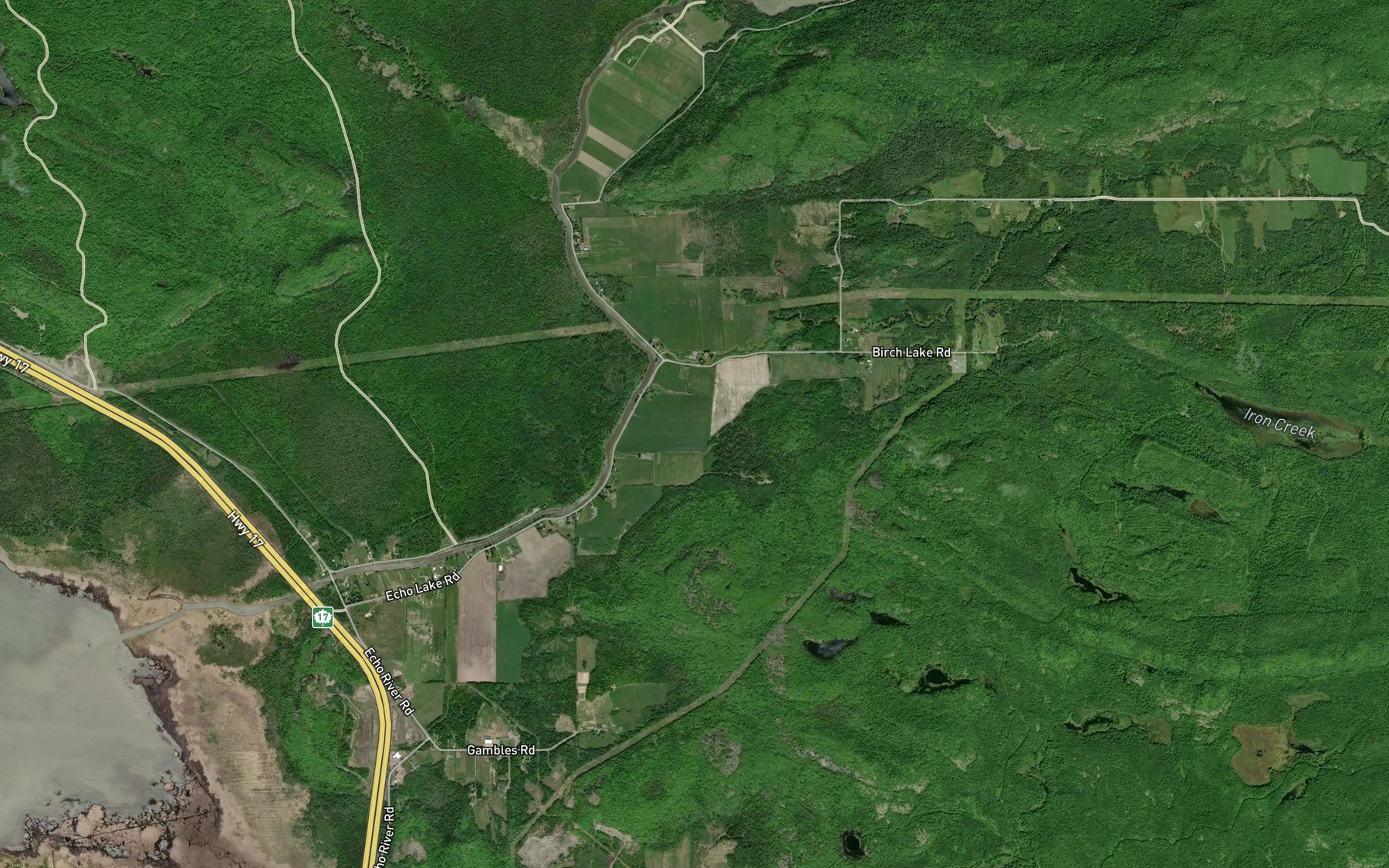 Satellite map of the Bar Creek
