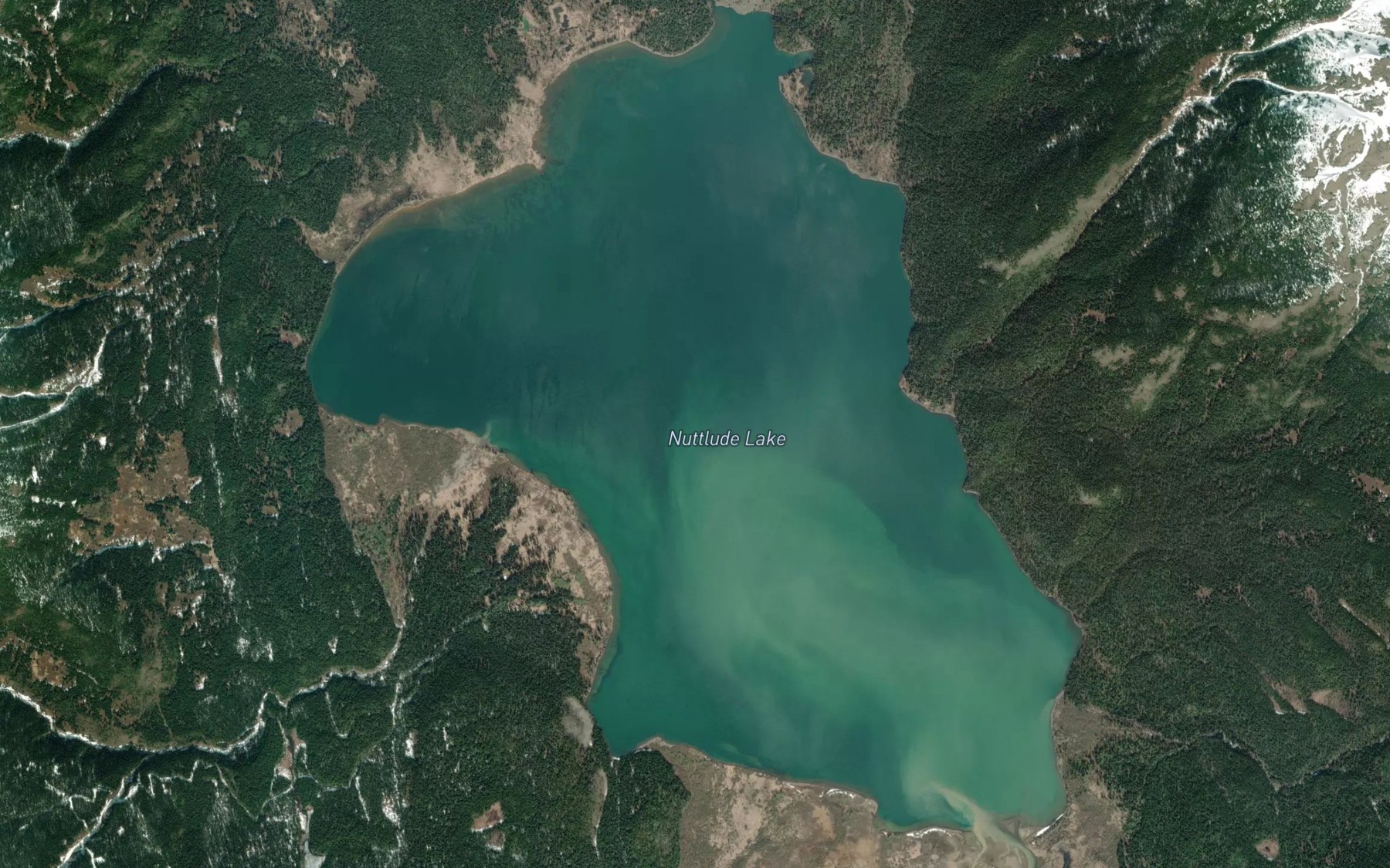 Satellite map of the Nuttlude Lake