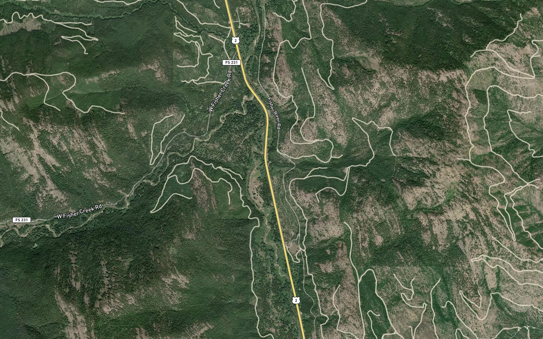 Satellite map of the Hunter Creek
