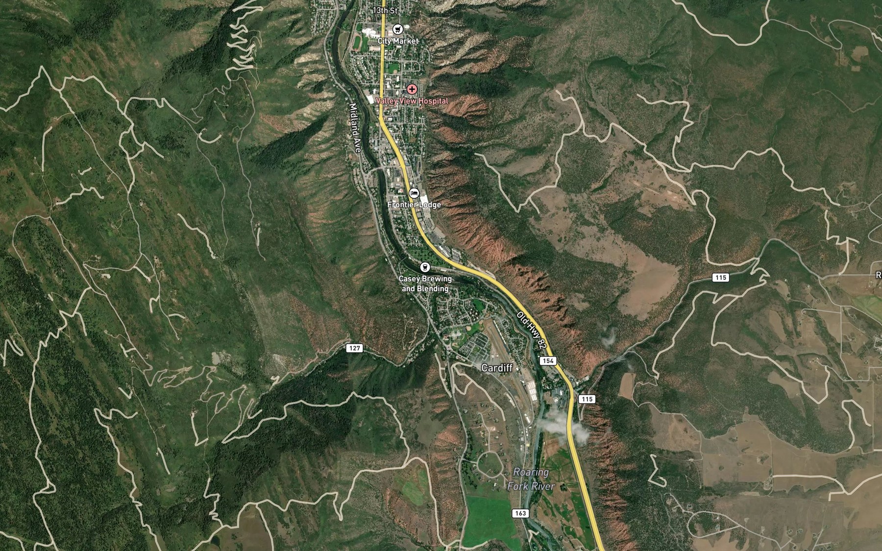 Satellite map of the Threemile Creek