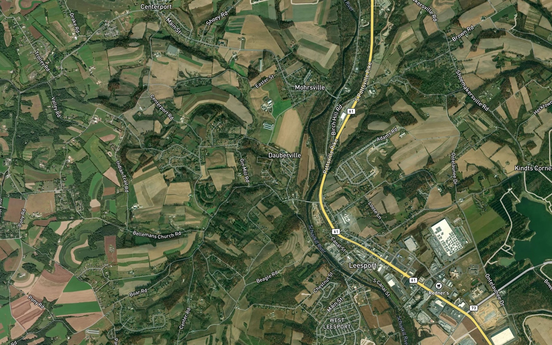 Satellite map of the Dauberville Lake