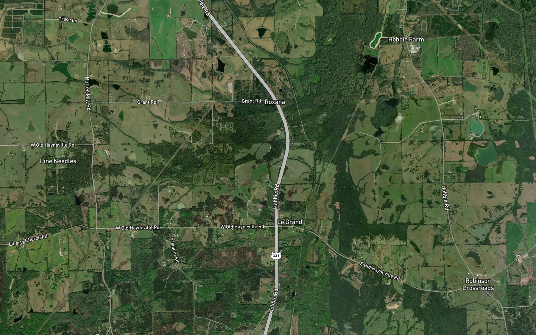 Satellite map of the Griggs Ponds