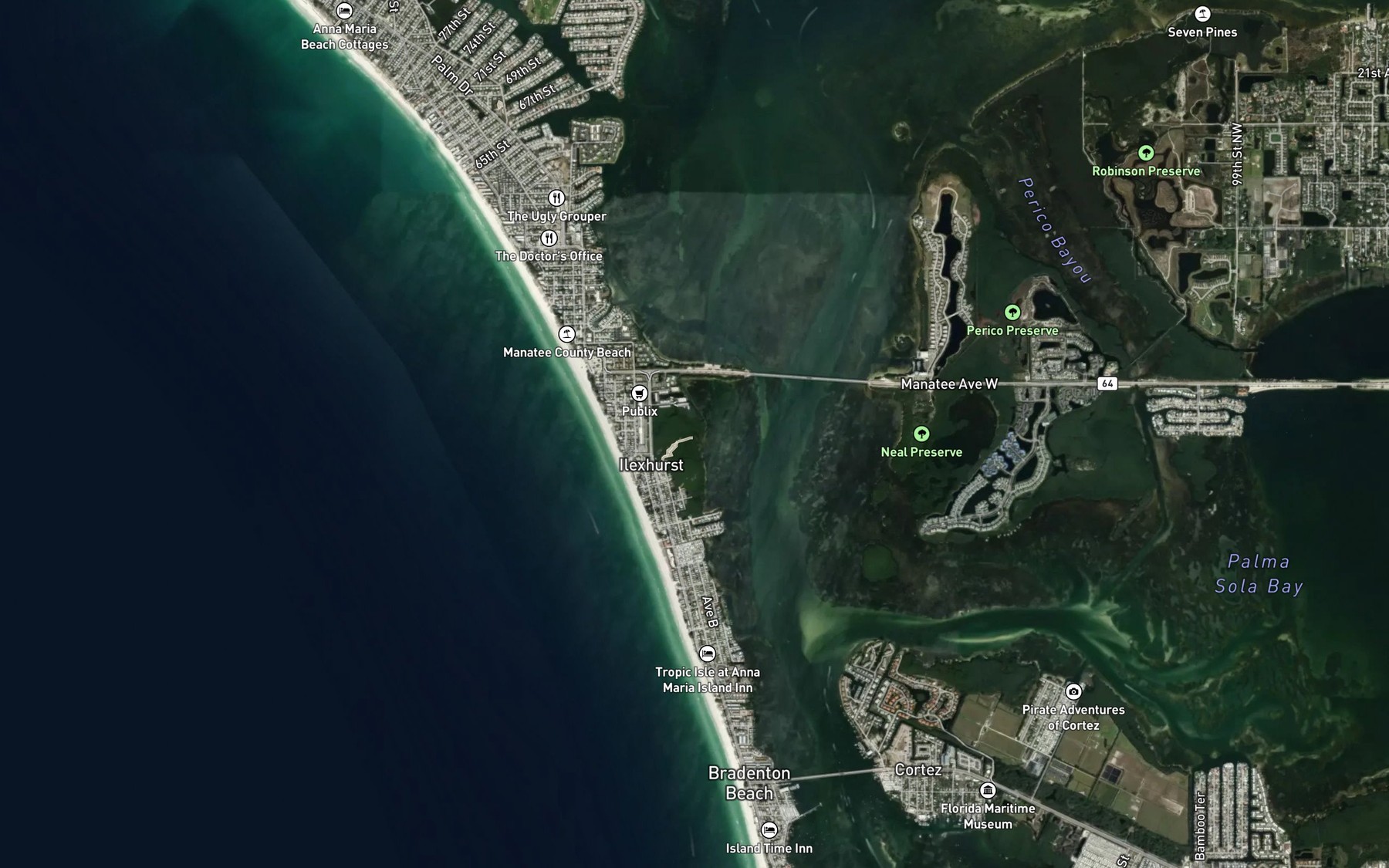 Satellite map of the Grassy Point Bayou