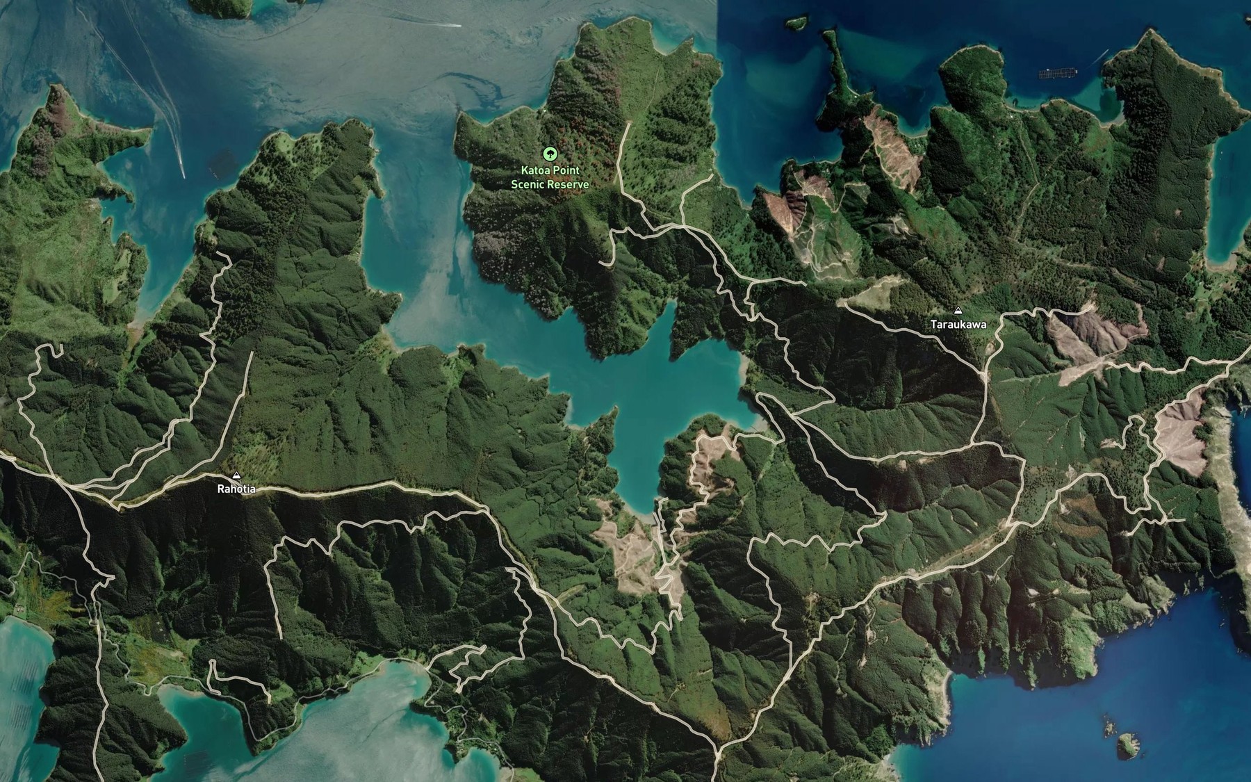 Satellite map of the Opua Bay