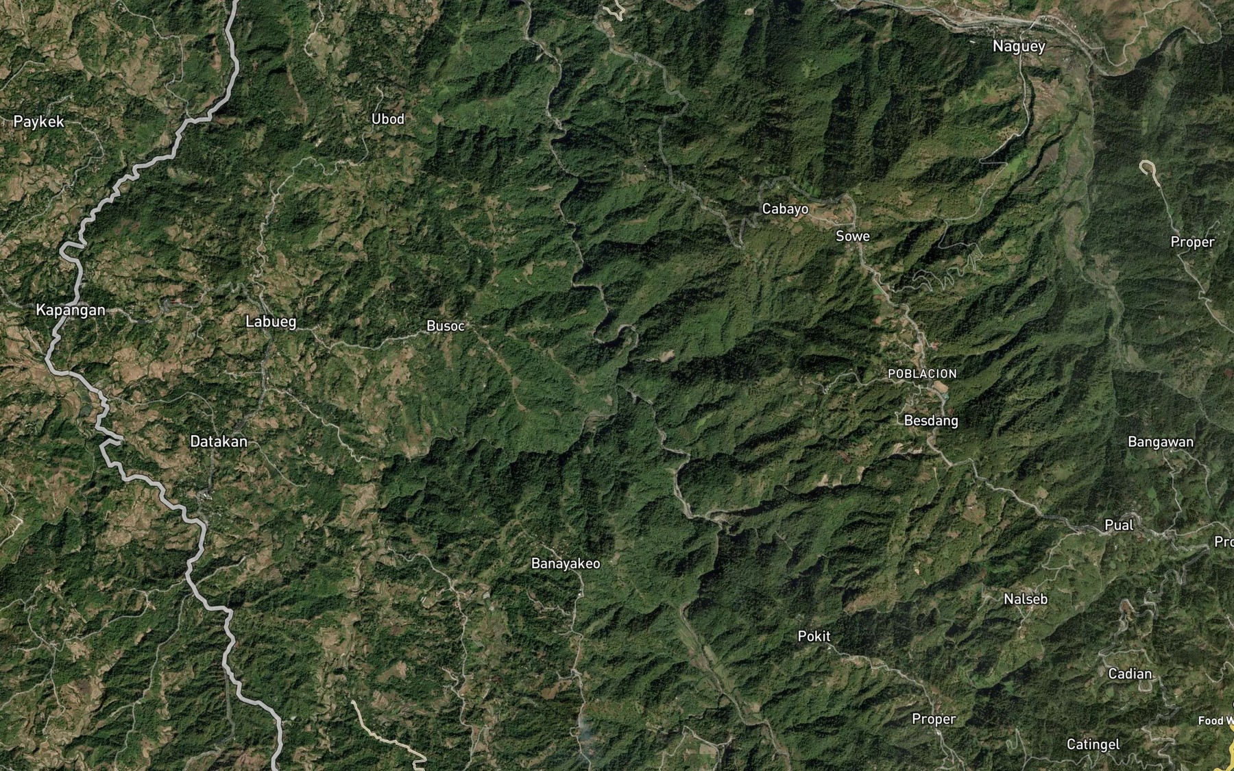Satellite map of the Poket River