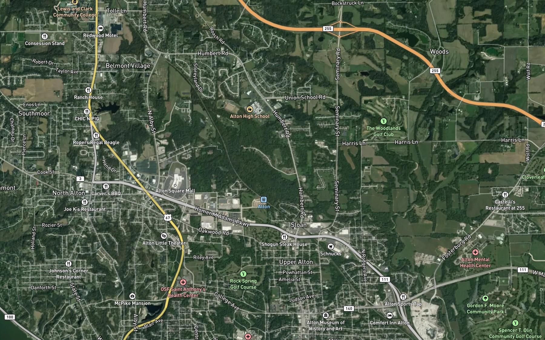 Satellite map of the Coal Branch