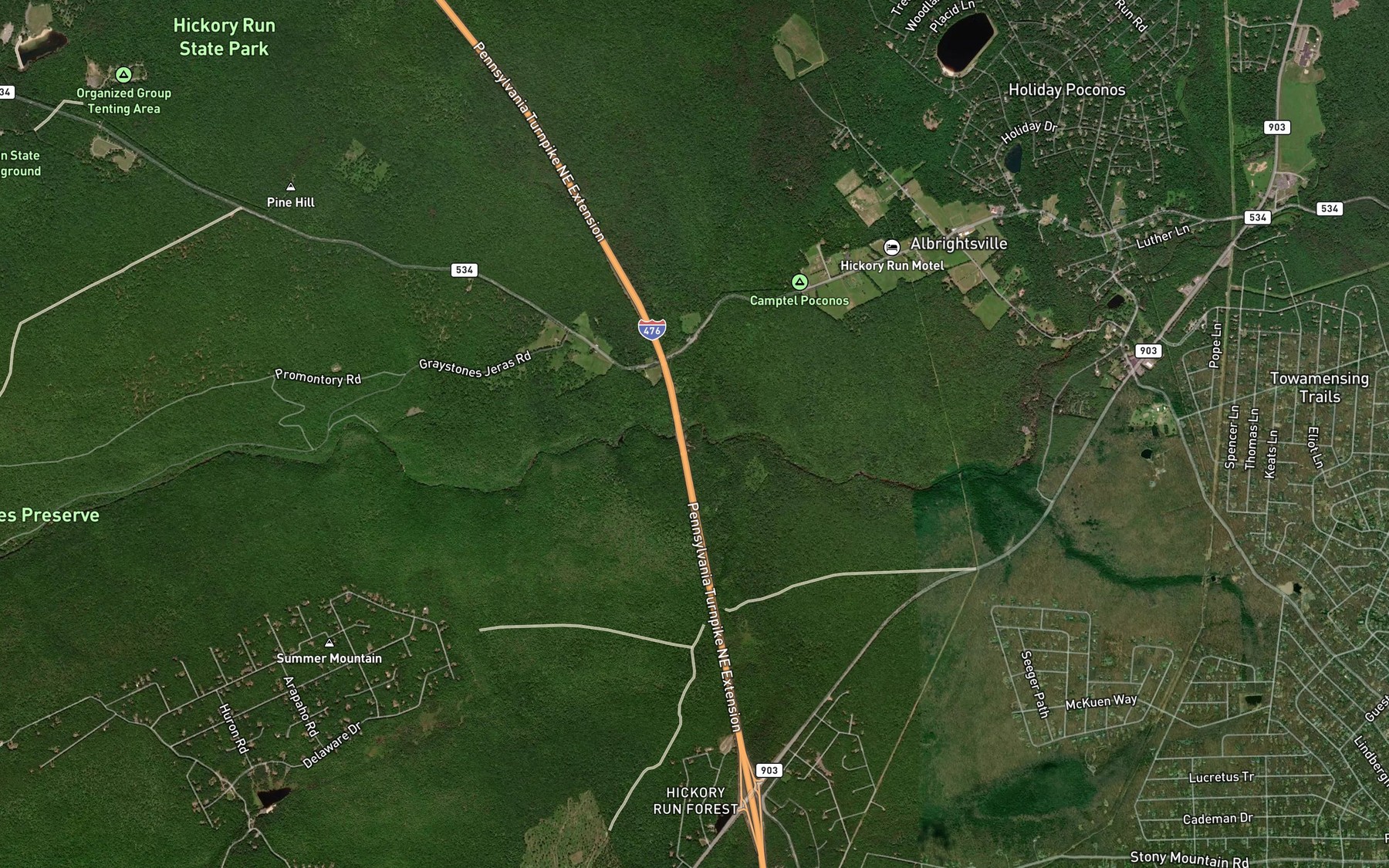 Satellite map of the Hawk Run