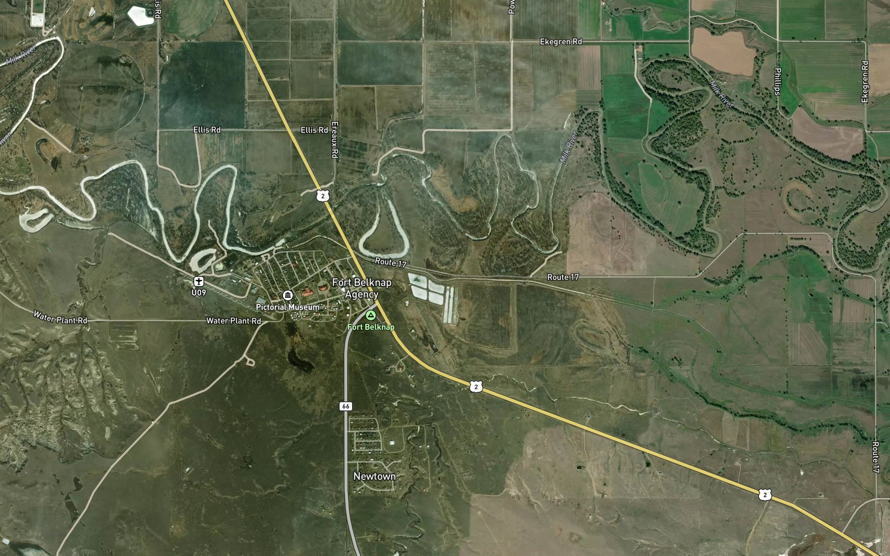 Satellite map of the Milk River Canal A