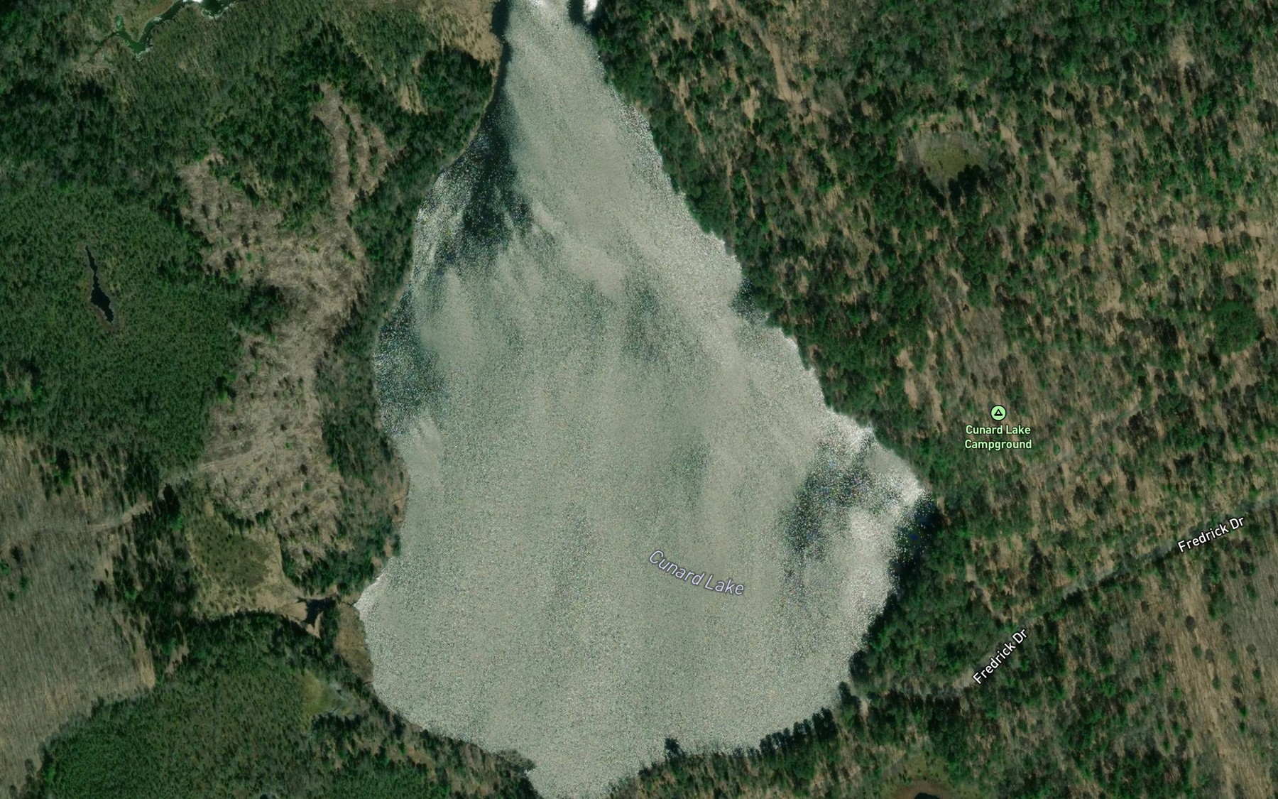 Satellite map of the Cunard Lake