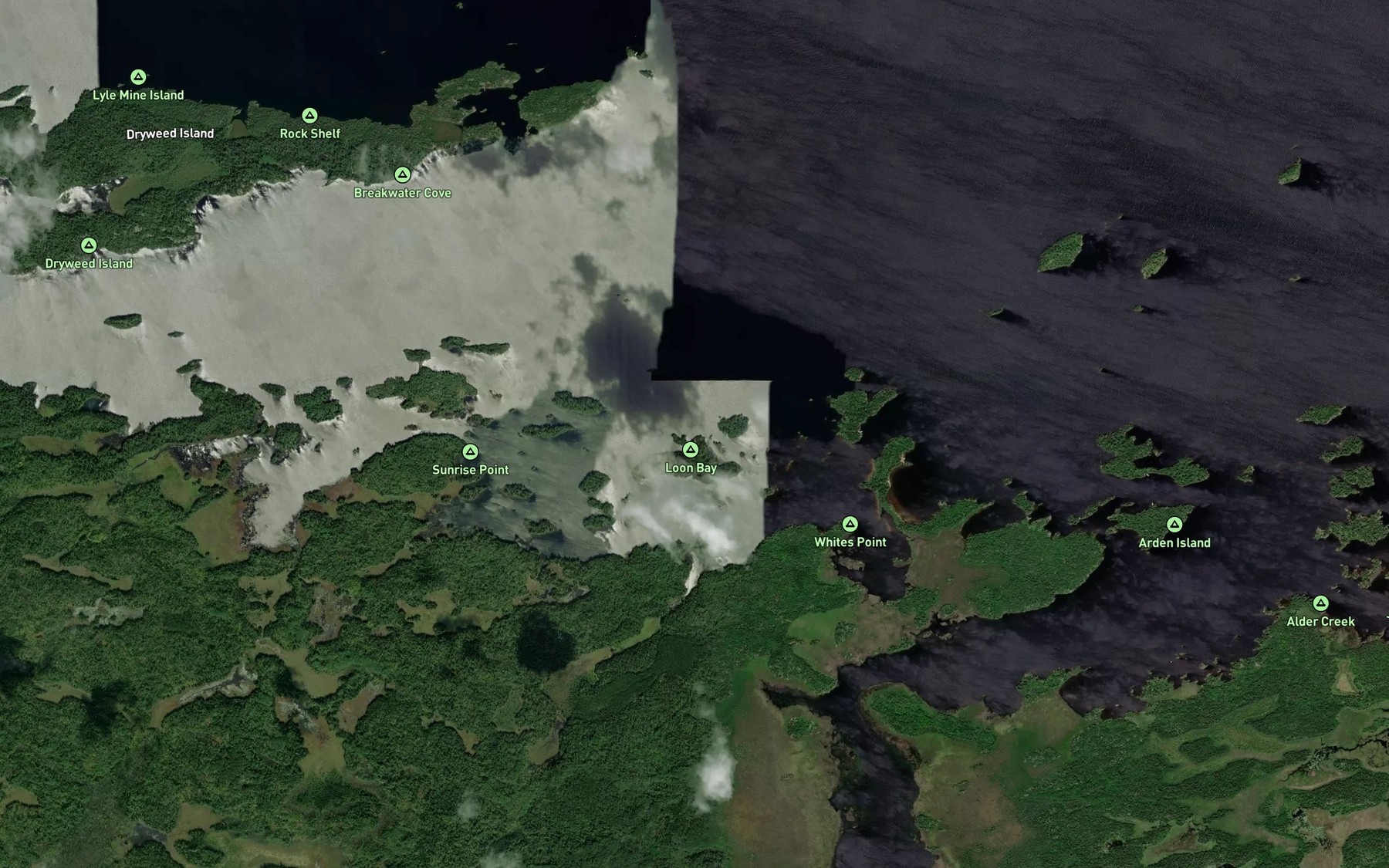 Satellite map of the Loon Bay