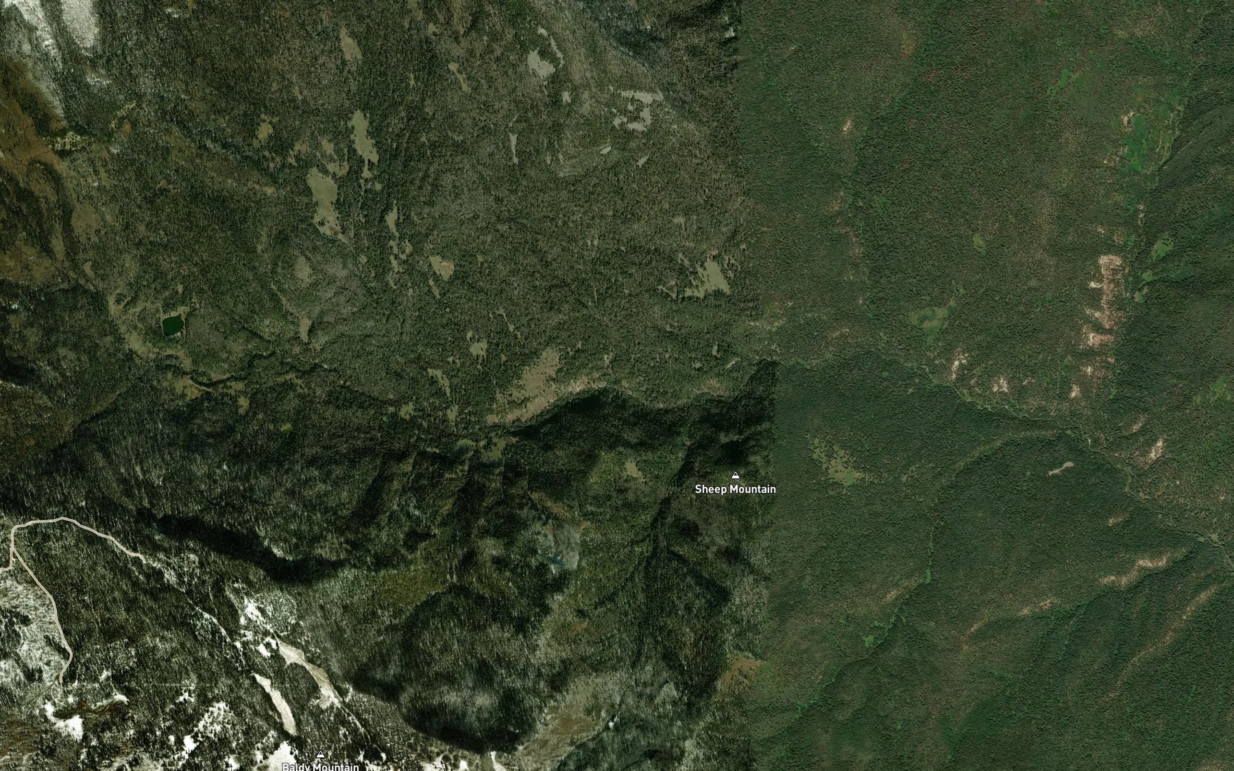 Satellite map of the Sin Creek