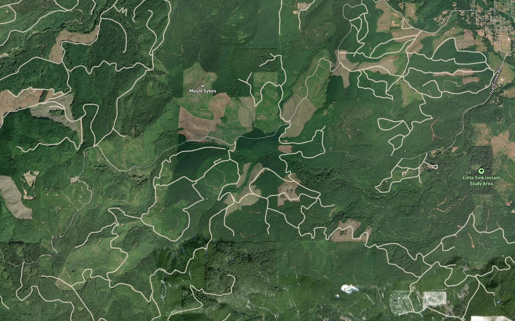 Satellite map of the South Fork Teal Creek