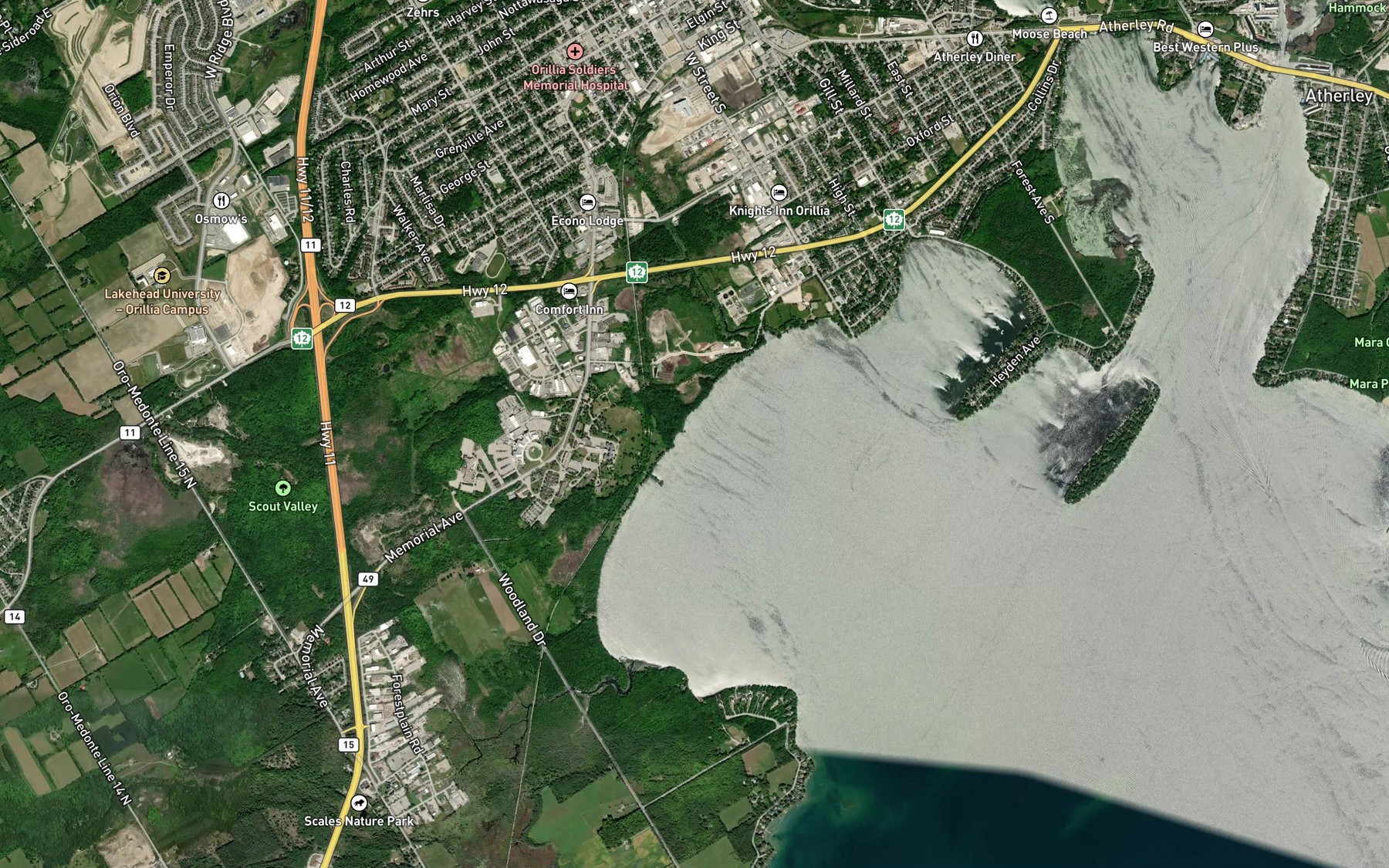 Satellite map of the Shingle Bay
