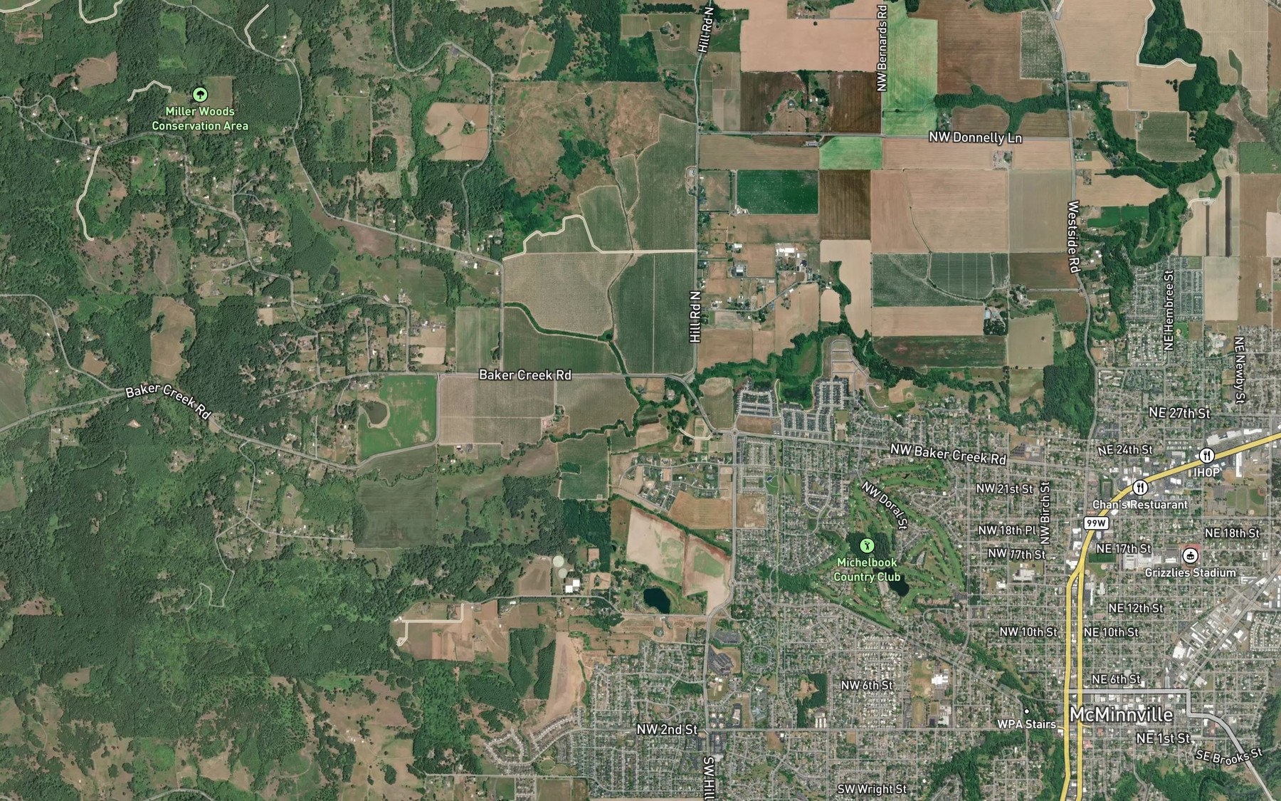 Satellite map of the Berry Creek