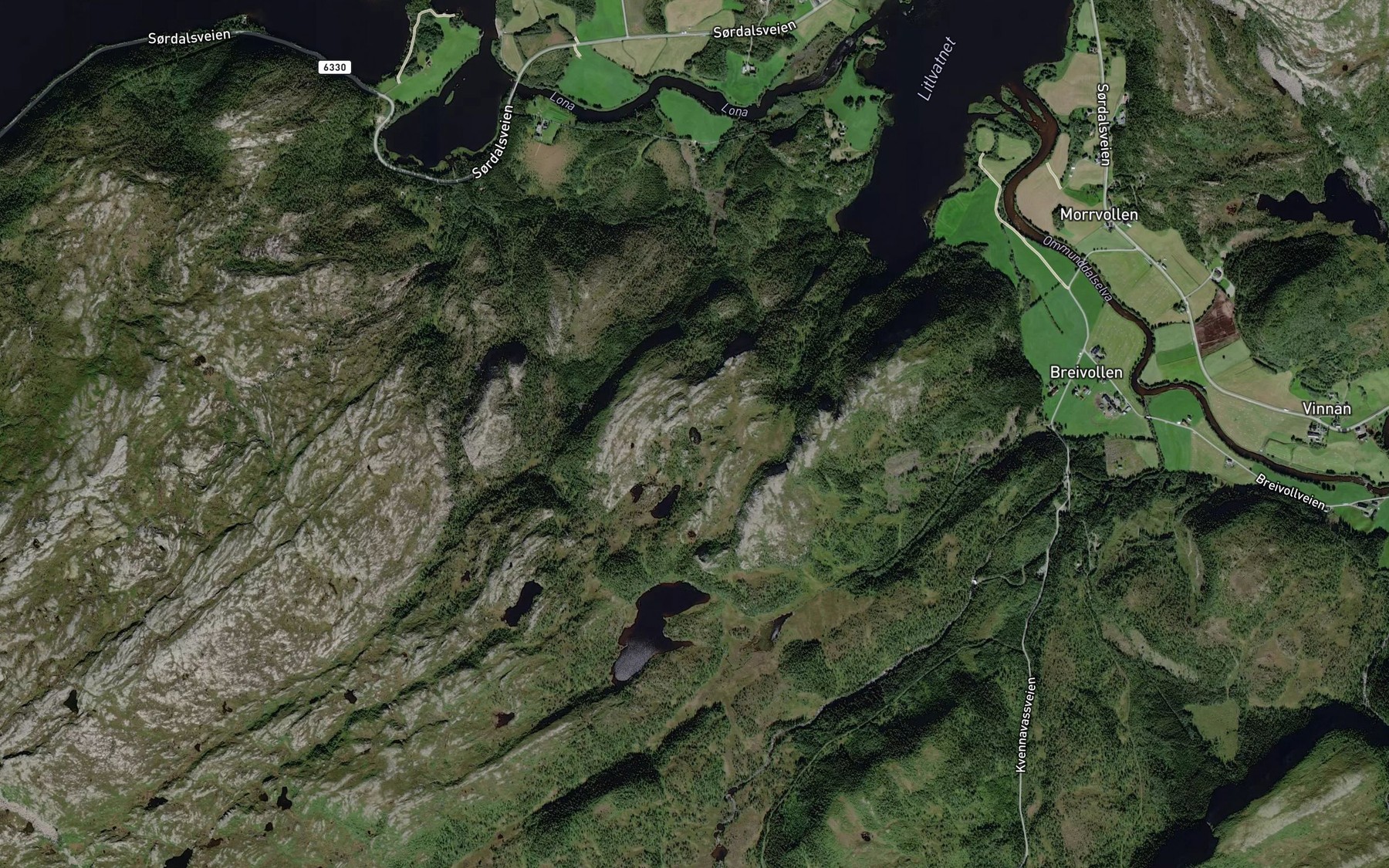 Satellite map of the Lomtjorna