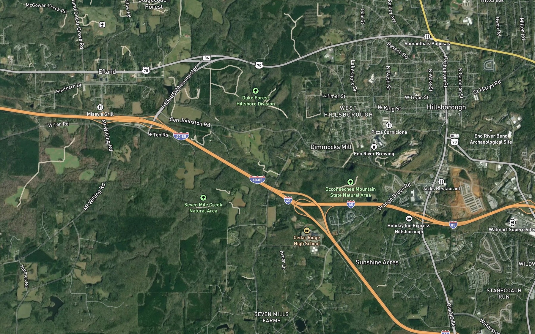 Satellite map of the Rocky Run
