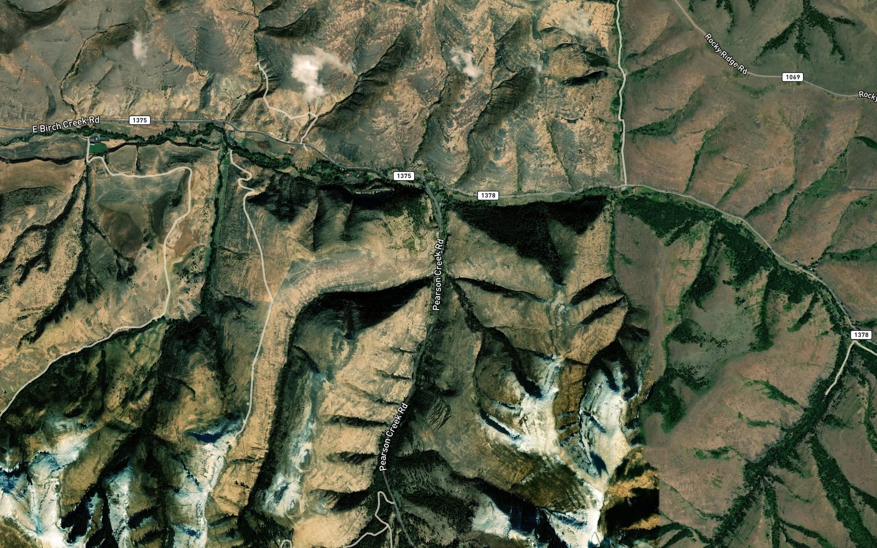 Satellite map of the Little Pearson Creek