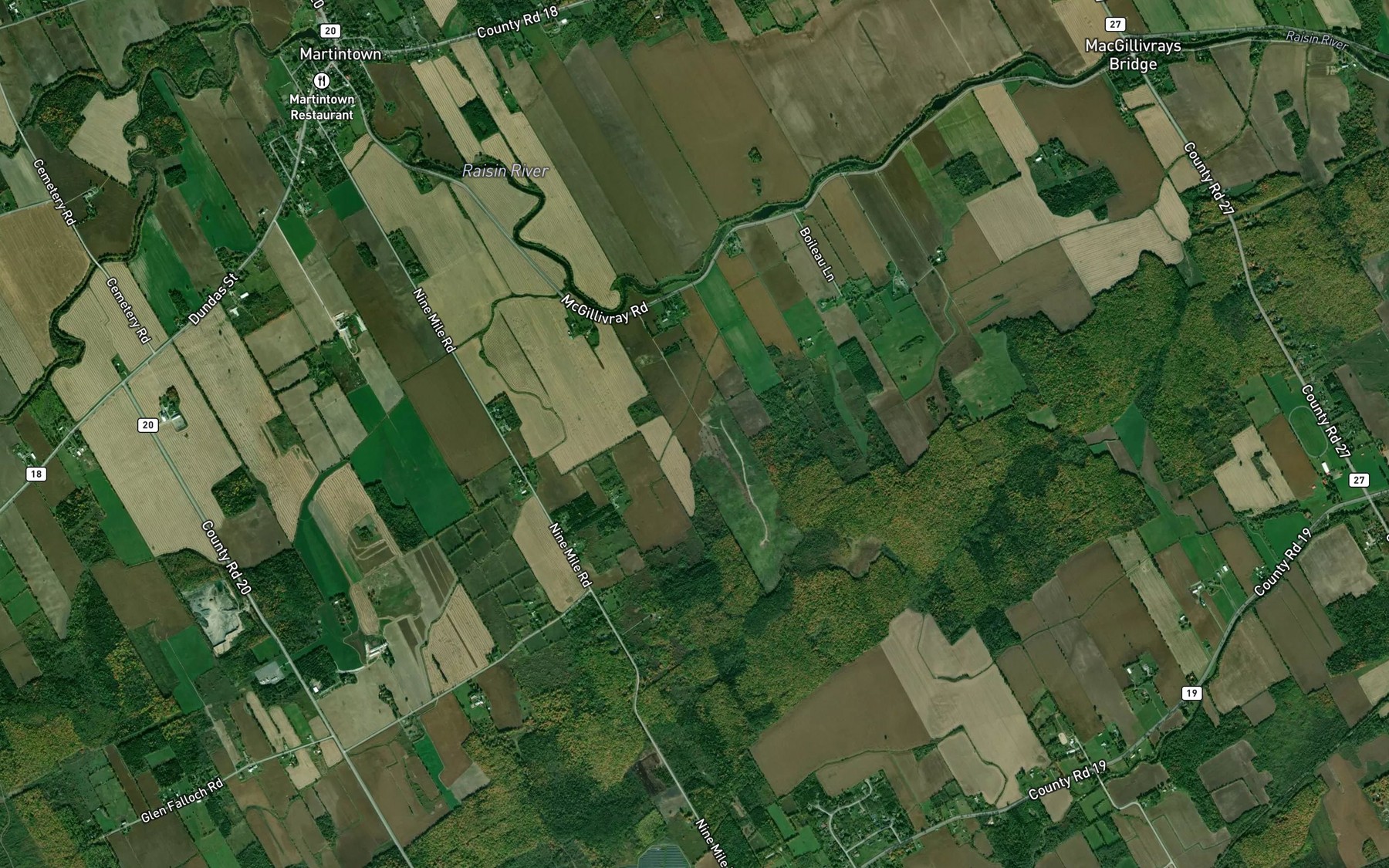 Satellite map of the Glen Falloch Drain