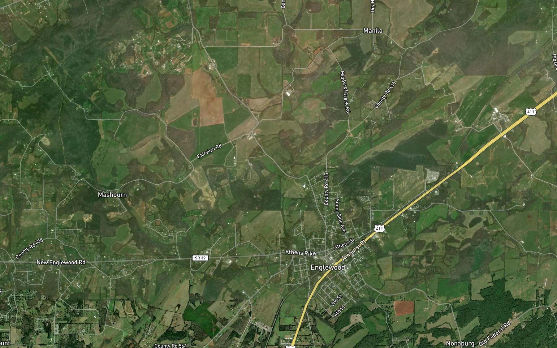 Satellite map of the Rocky Branch