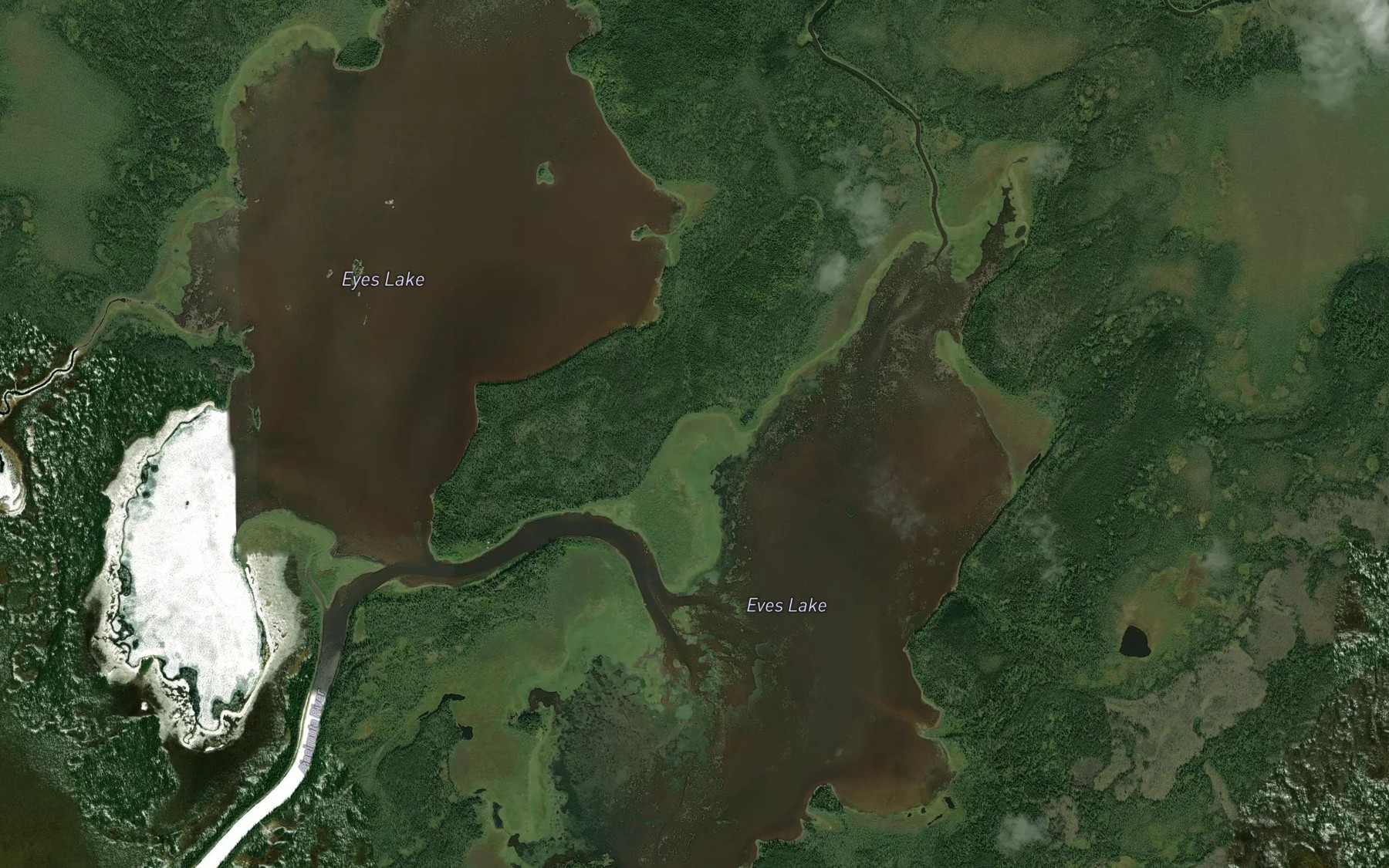 Satellite map of the Eves Lake