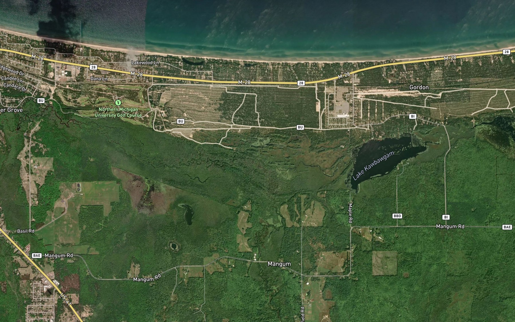 Satellite map of the LeVasseur Creek