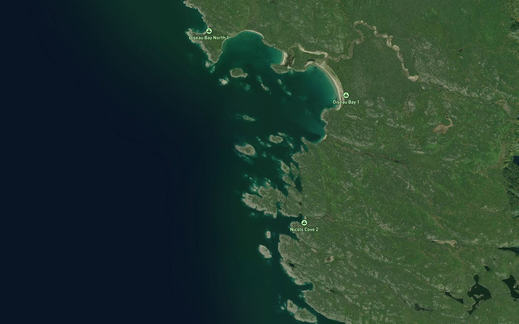 Satellite map of the Oiseau Bay