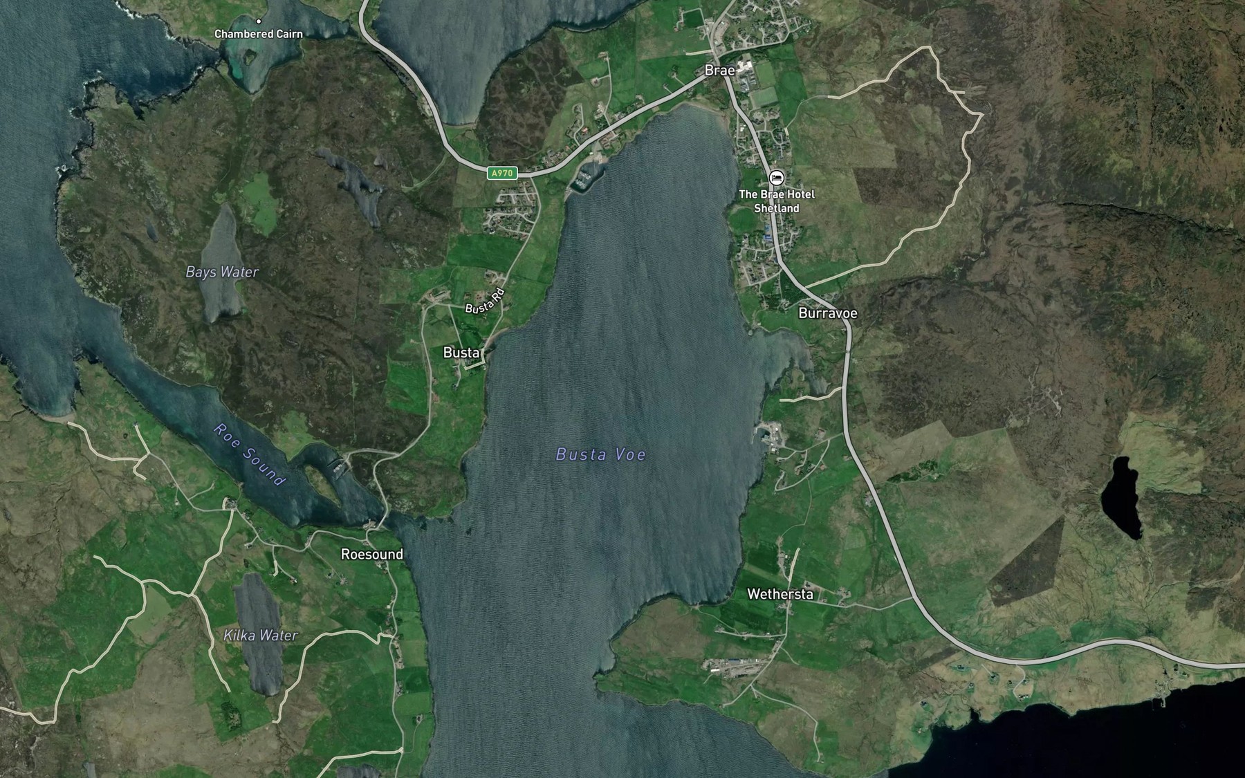 Satellite map of the Busta Voe