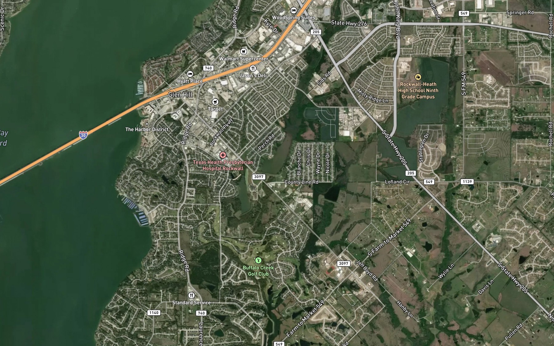 Satellite map of the Soil Conservation Service Site 5b Reservoir