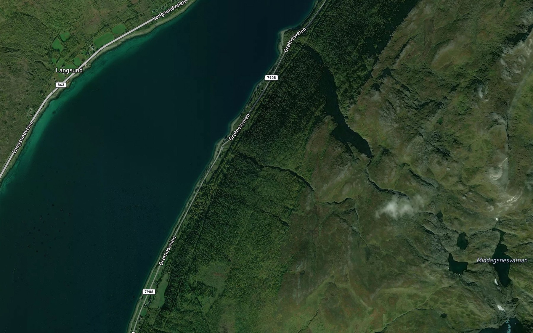 Satellite map of the Gardselva