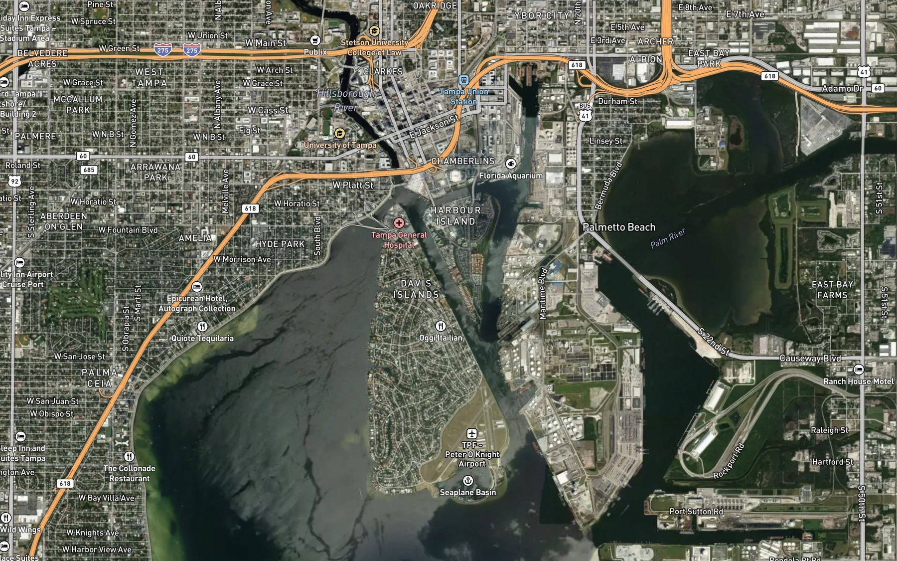 Satellite map of the Seddon Channel