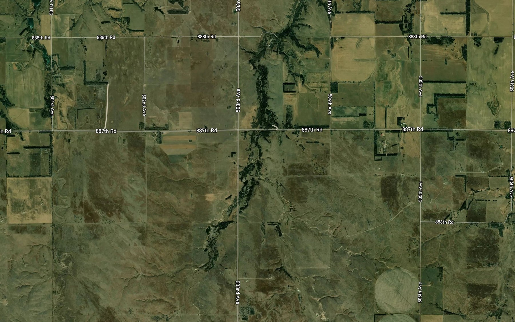 Satellite map of the East Branch Louse Creek