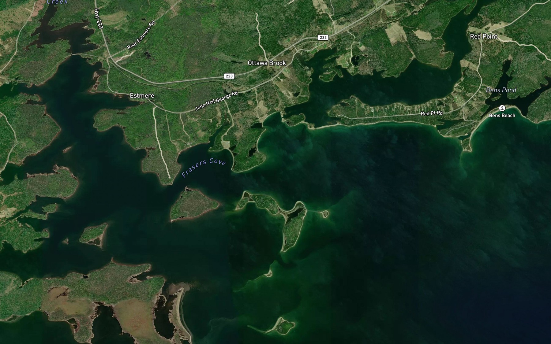 Satellite map of the Frasers Cove