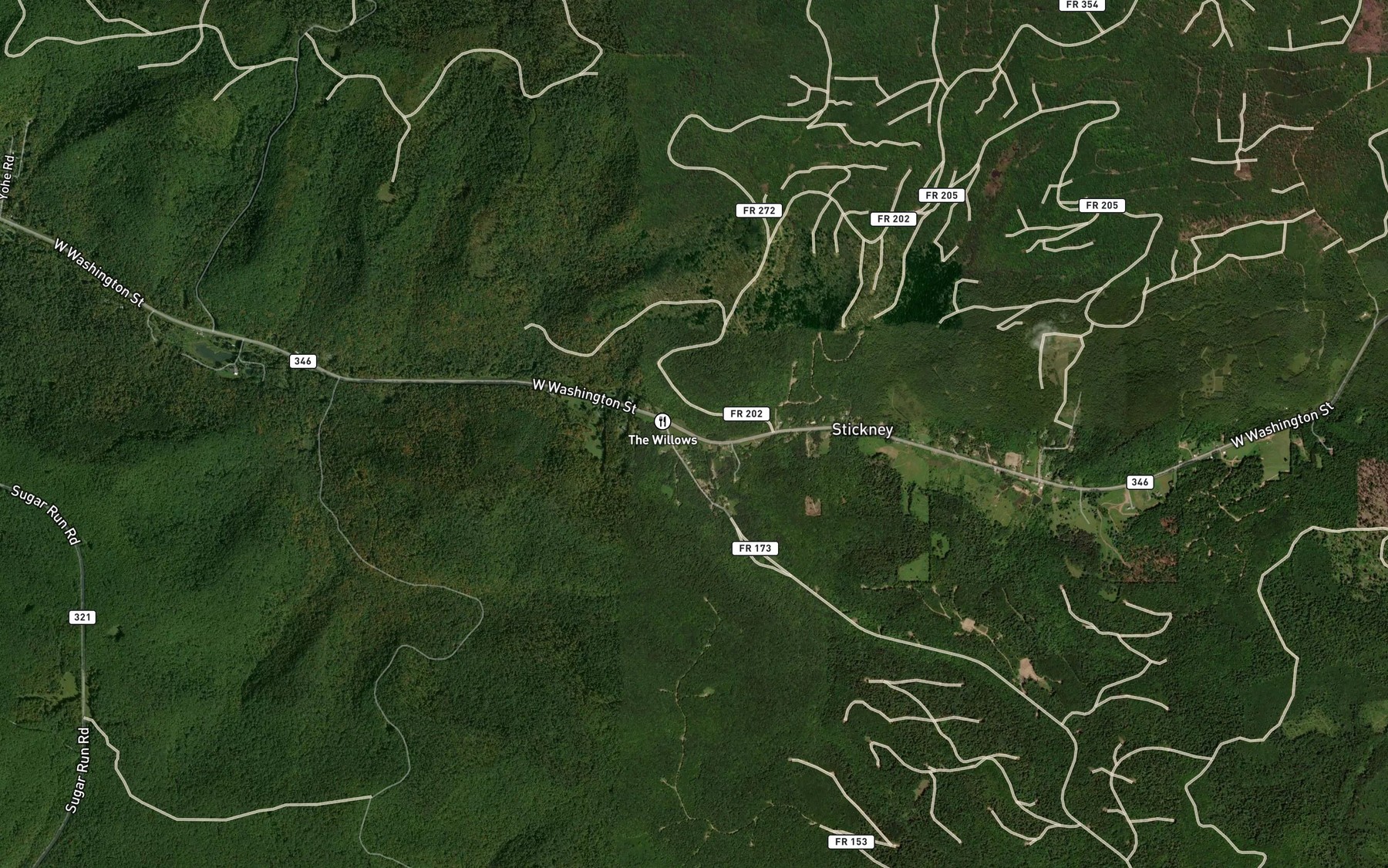 Satellite map of the South Branch Willow Creek