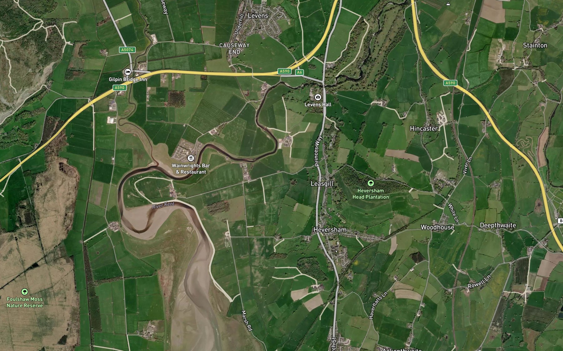 Satellite map of the River Kent