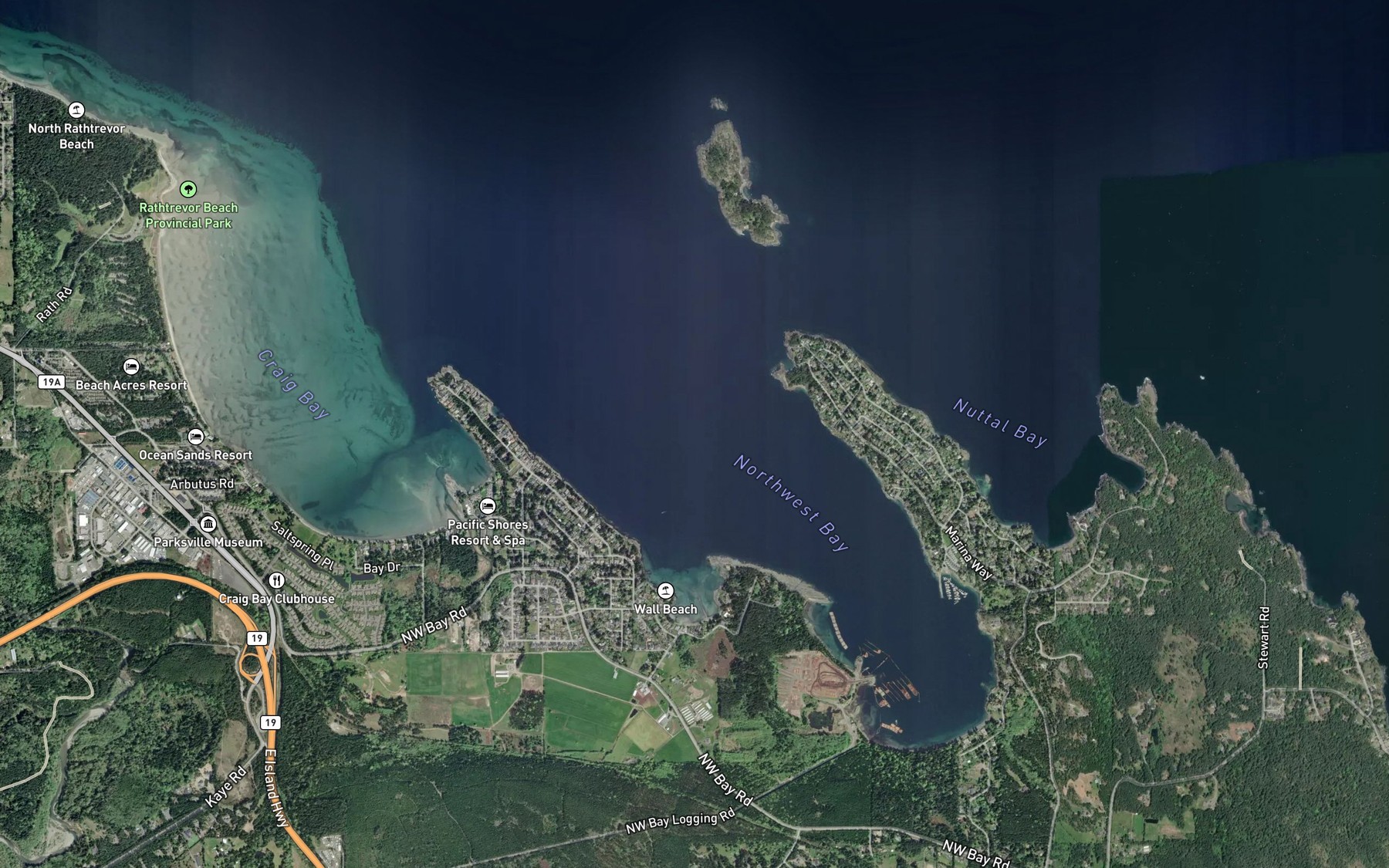 Satellite map of the Northwest Bay