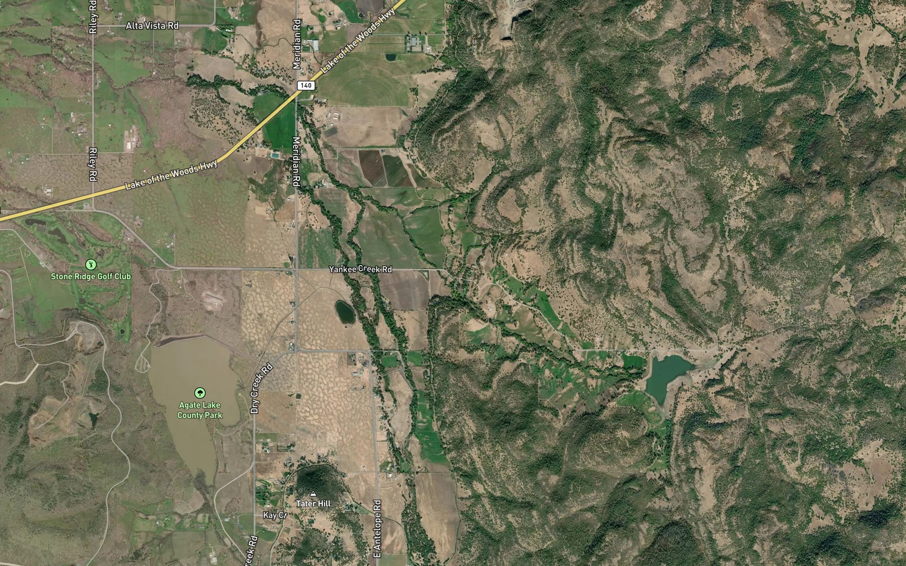 Satellite map of the Hawkins Creek