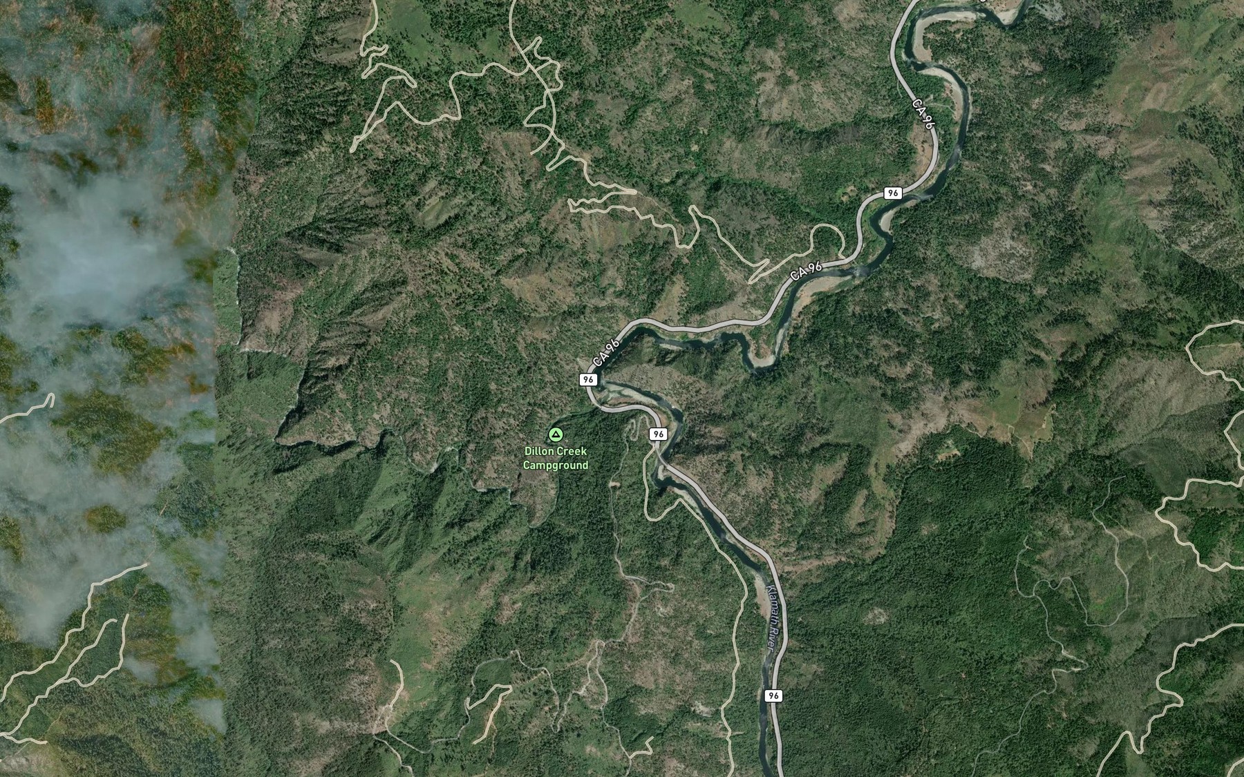 Satellite map of the Dillon Creek