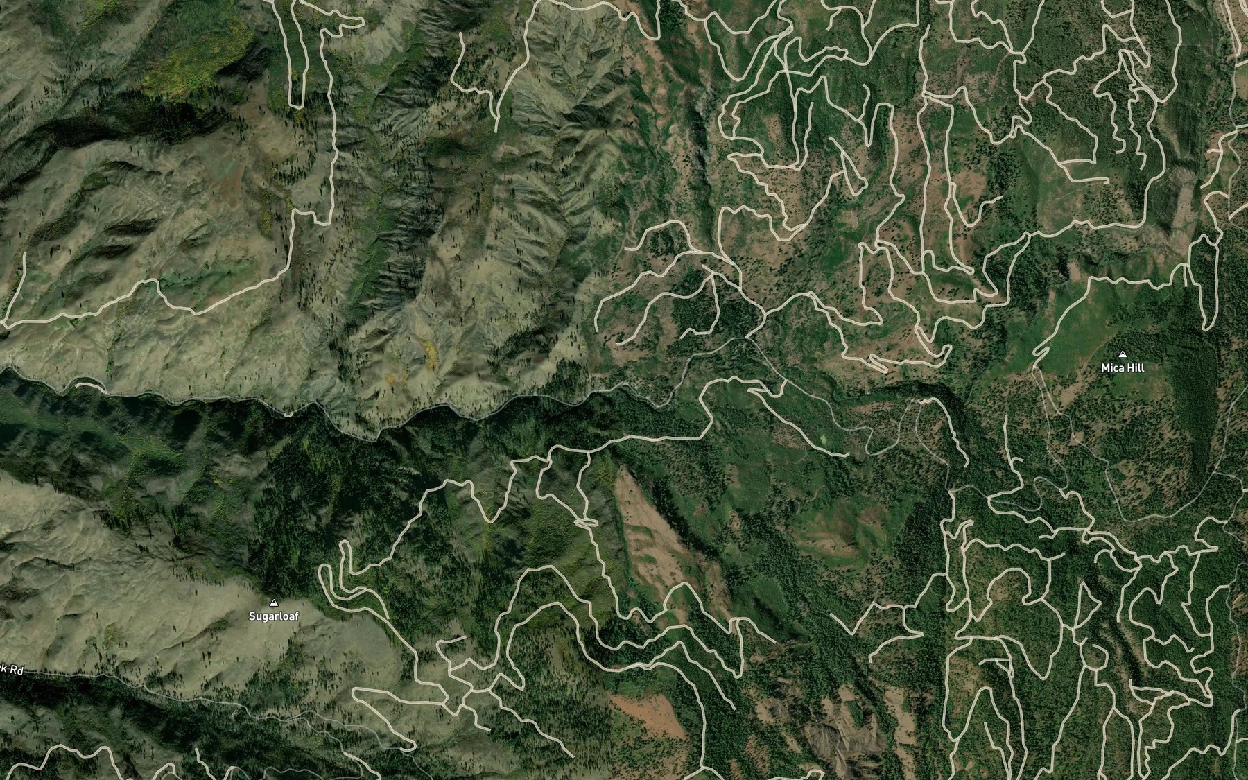 Satellite map of the Boulder Creek