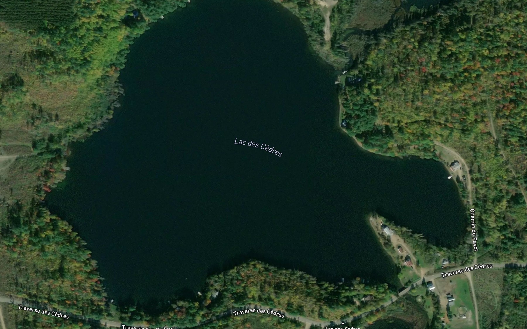 Satellite map of the Lac des Cedres