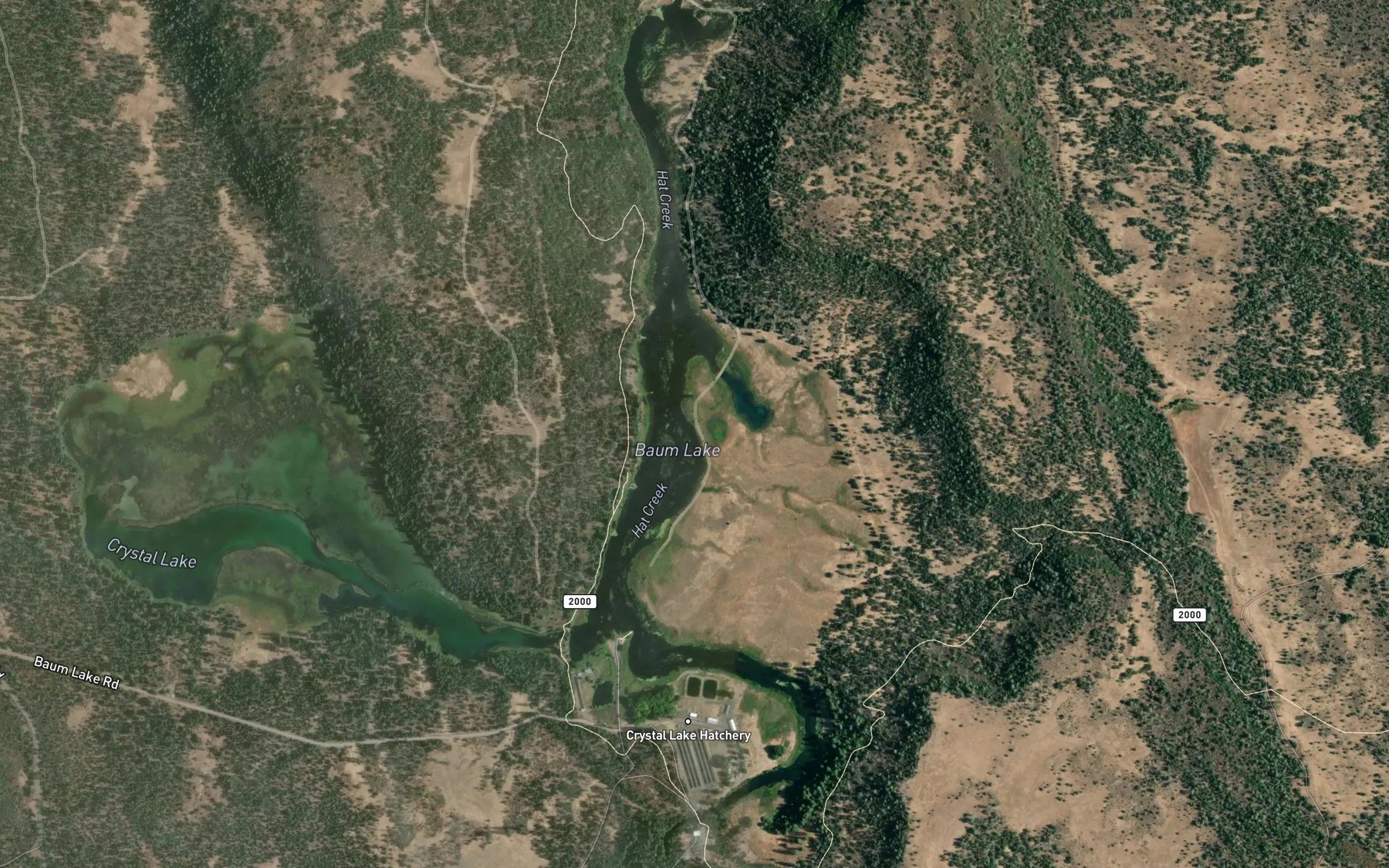 Satellite map of the Baum Lake