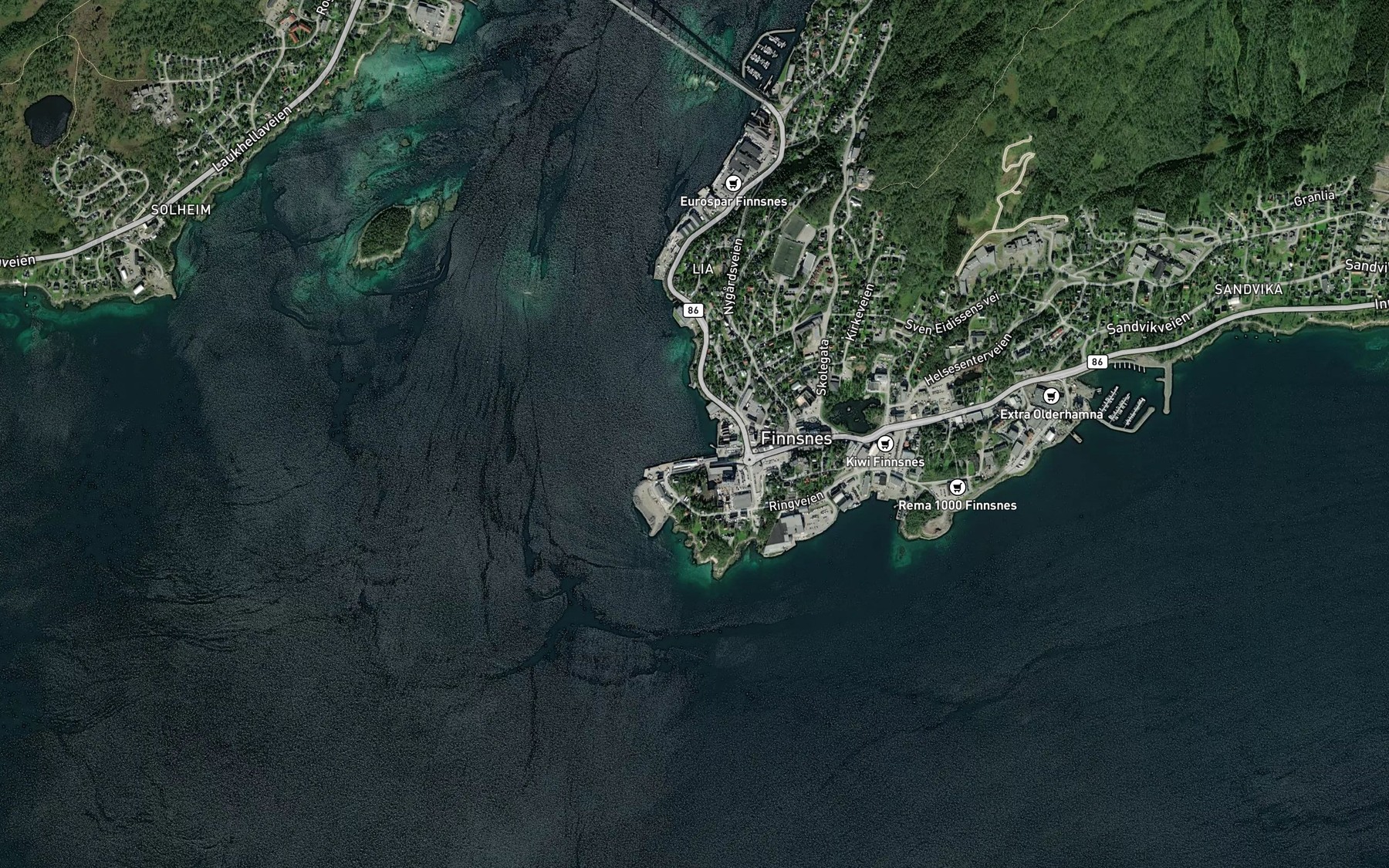 Satellite map of the Sondre Harrevika