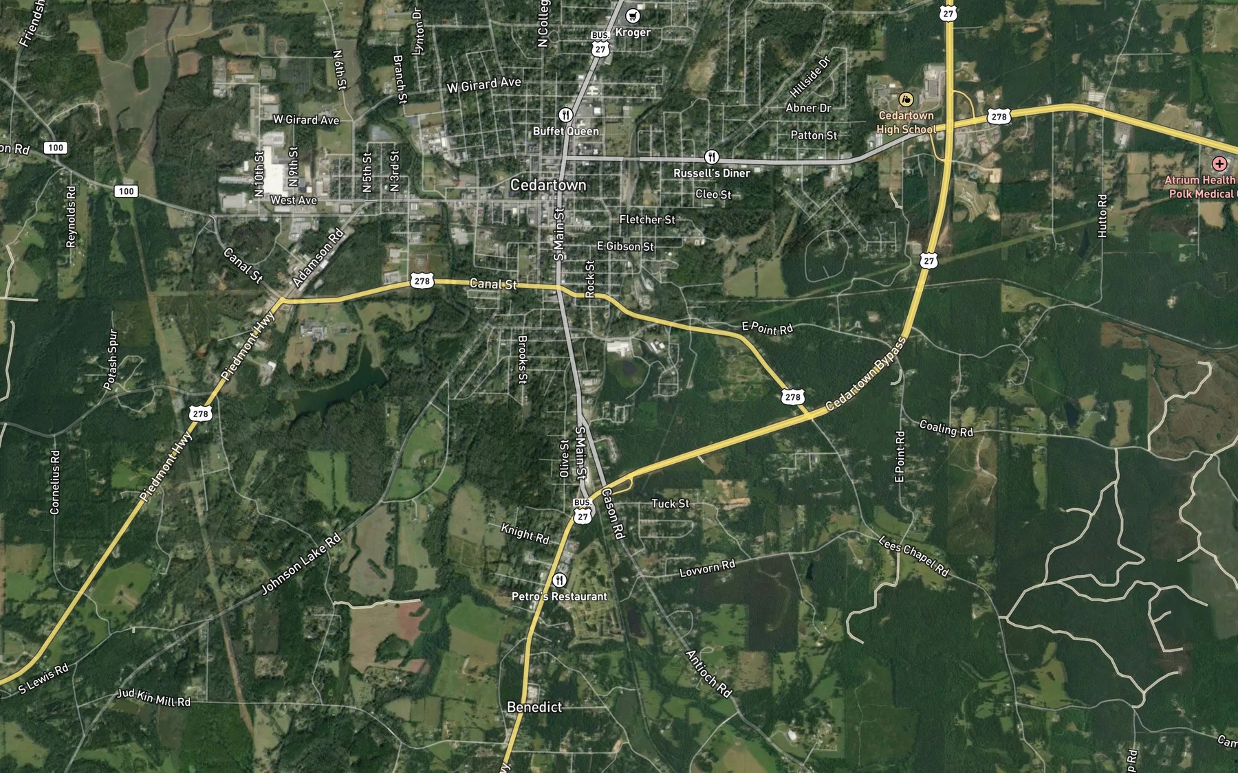 Satellite map of the Philpott Spring