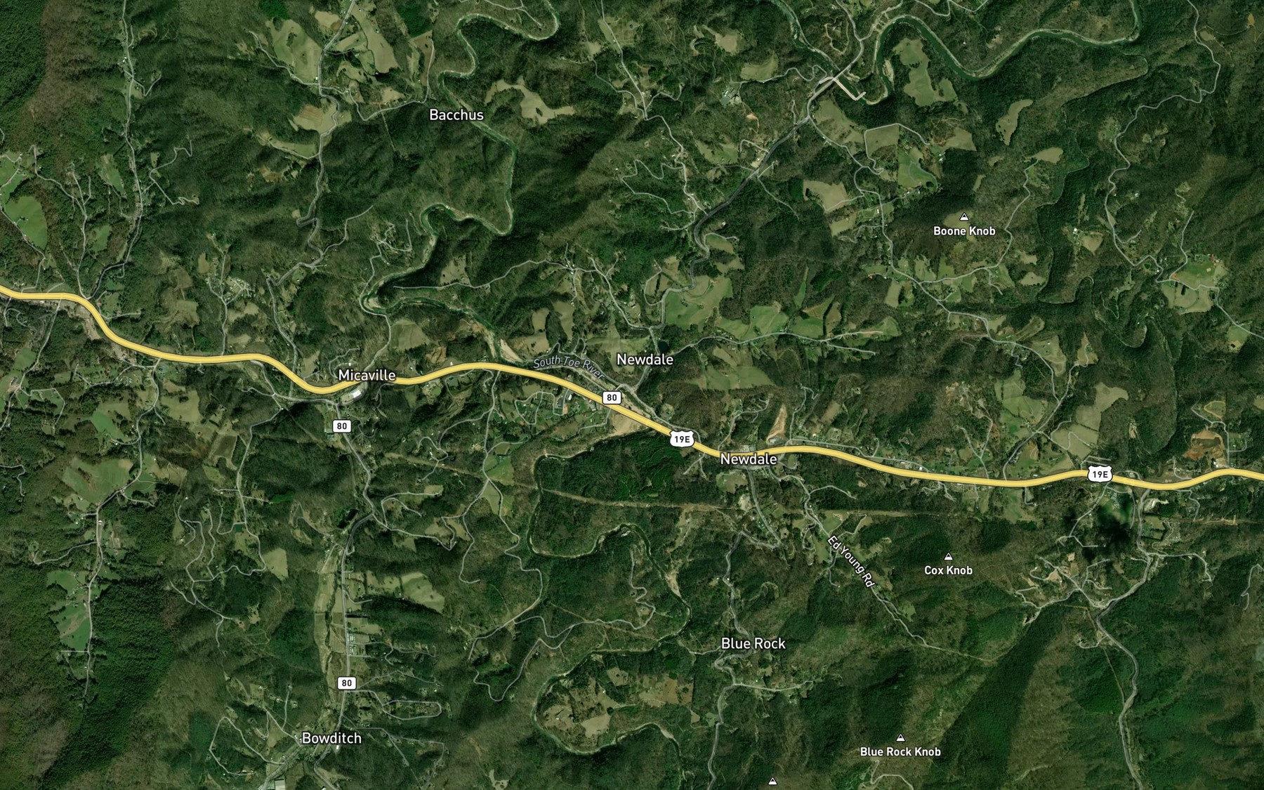 Satellite map of the Mine Branch