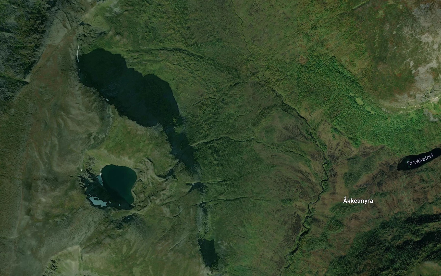 Satellite map of the Gunnarfjellelva