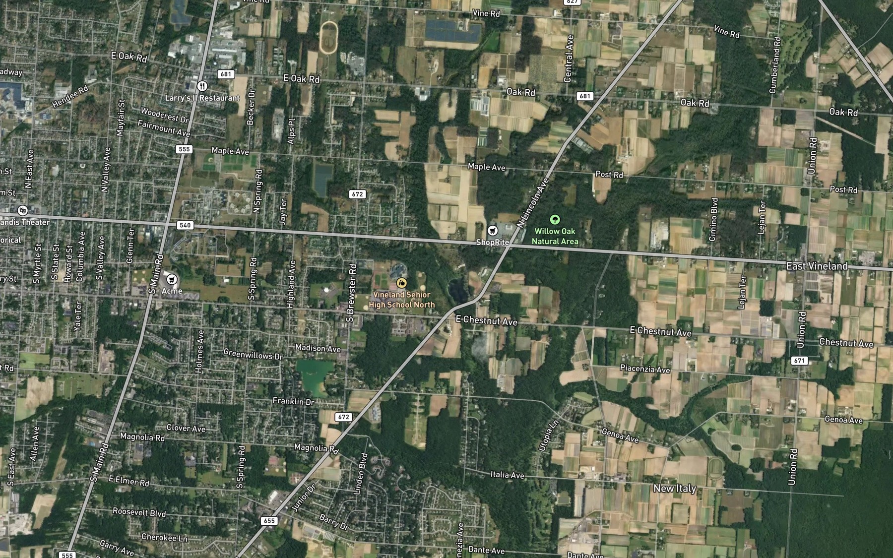 Satellite map of the Bear Branch
