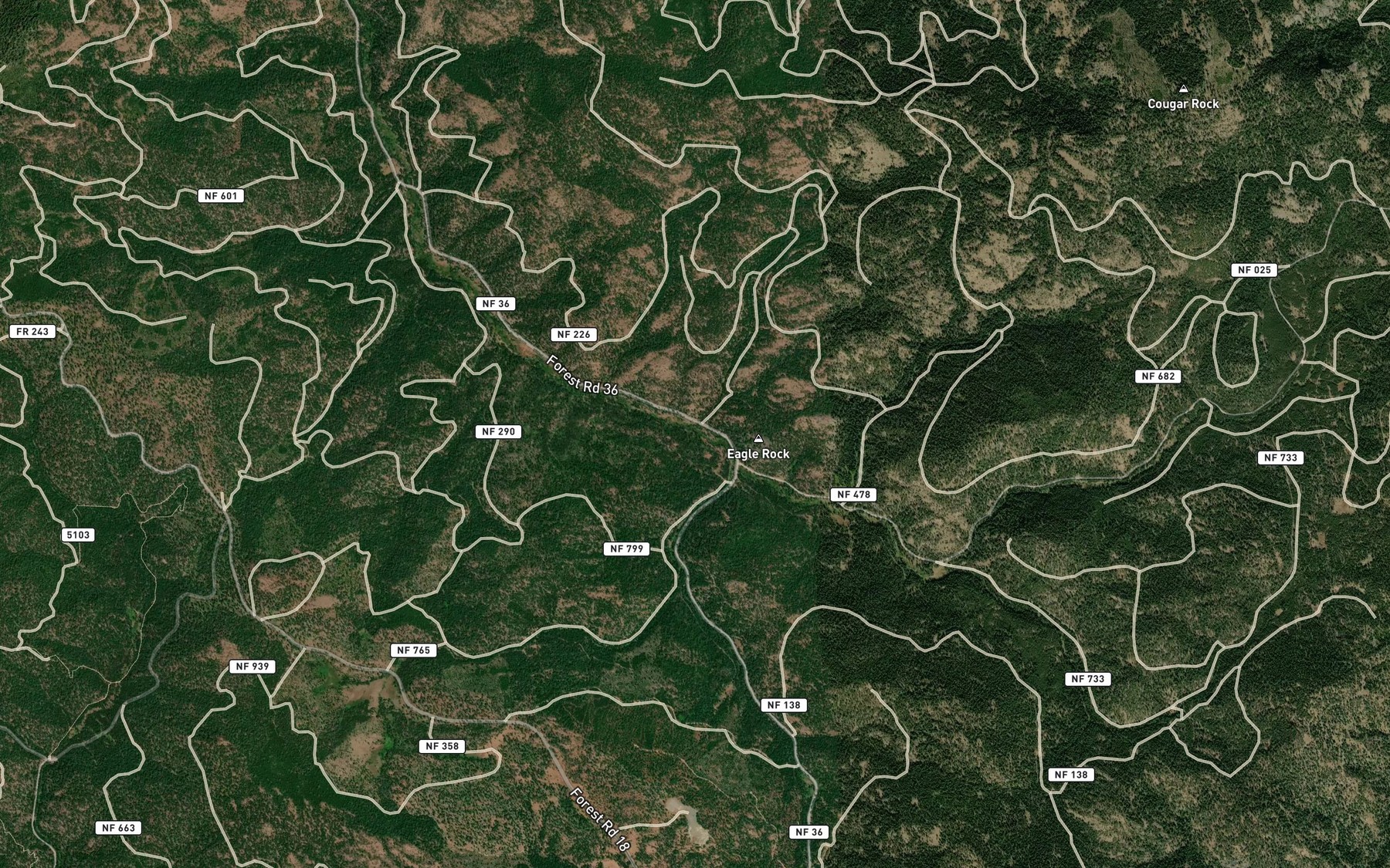 Satellite map of the Eagle Creek
