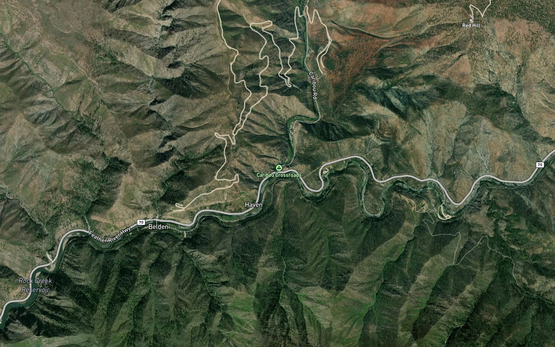 Satellite map of the East Branch North Fork Feather River