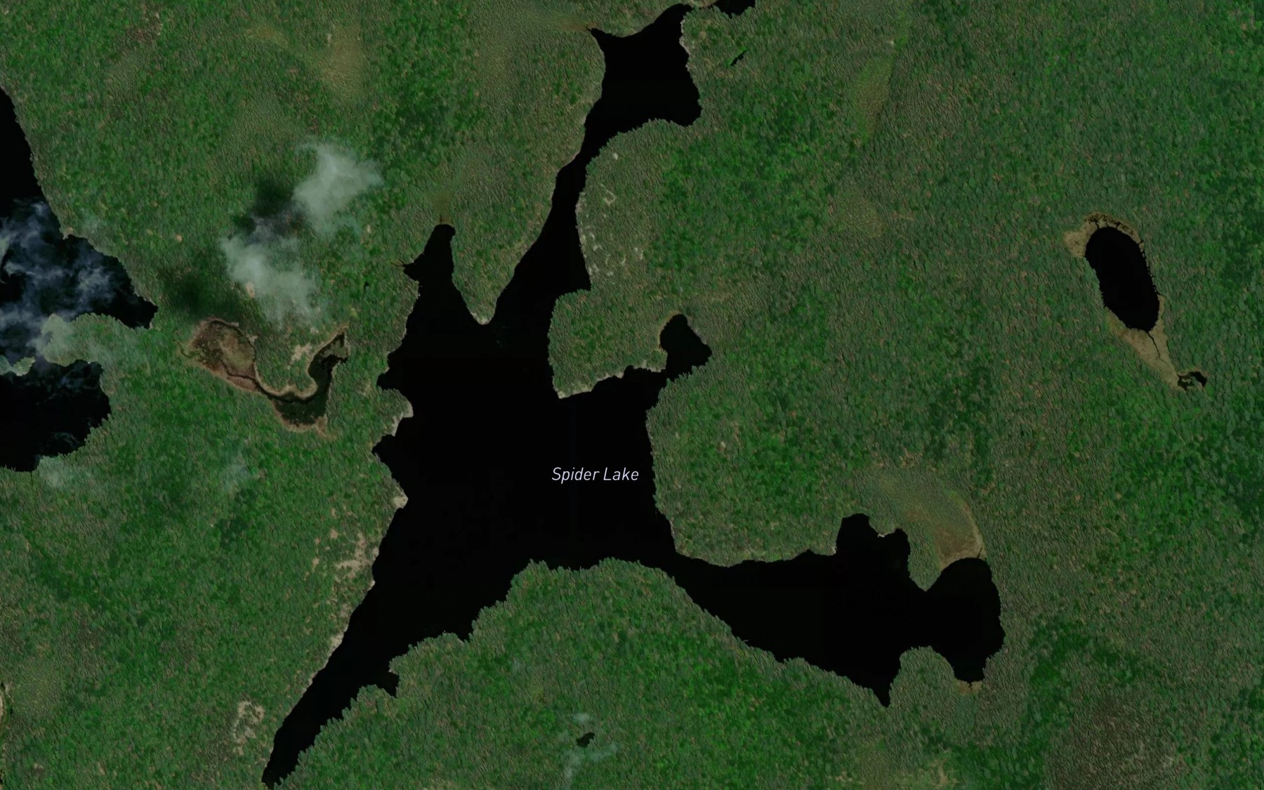 Satellite map of the Spider Lake