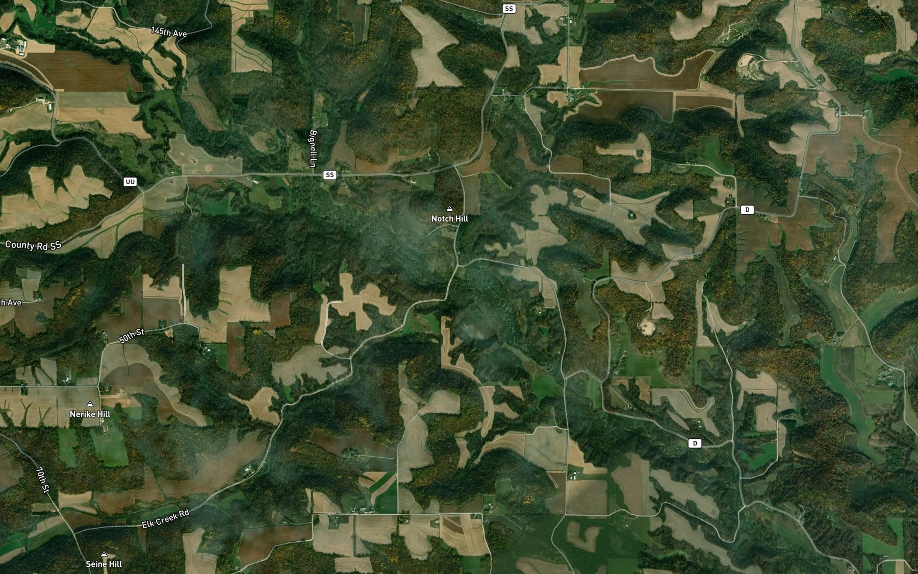 Satellite map of the Elk Creek