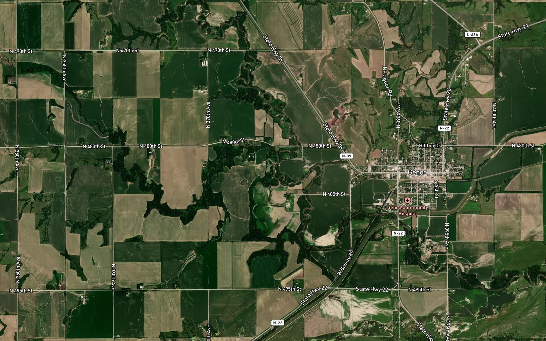 Satellite map of the Skeedee Creek